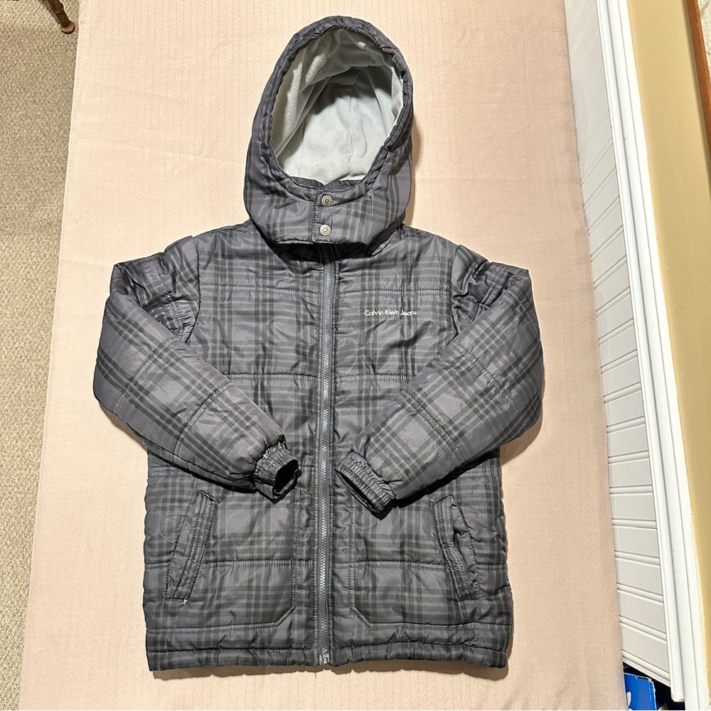 Calvin Klein Jeans Winter Jacket Boys Size M 10-12 Side Pockets Detachable Hood